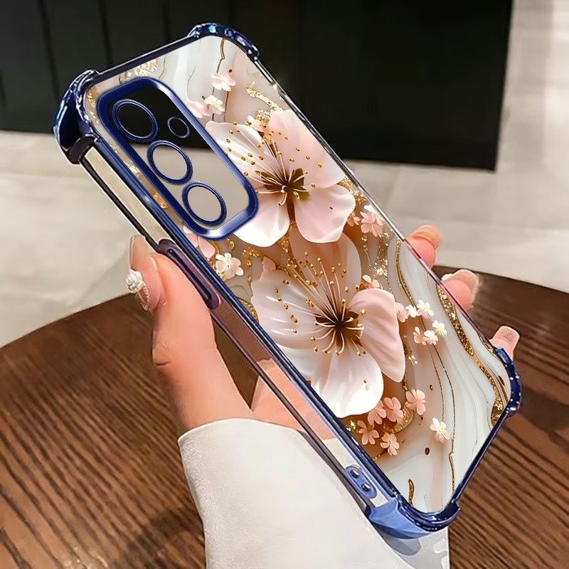 Phone Cases Clear - Gegalvaniseerde bloemen transparante telefoonhoes voor Samsung