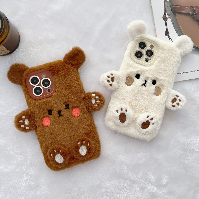 Phone Cases 13 - Koreaanse 3D Cartoon Beer Pluche Koppel