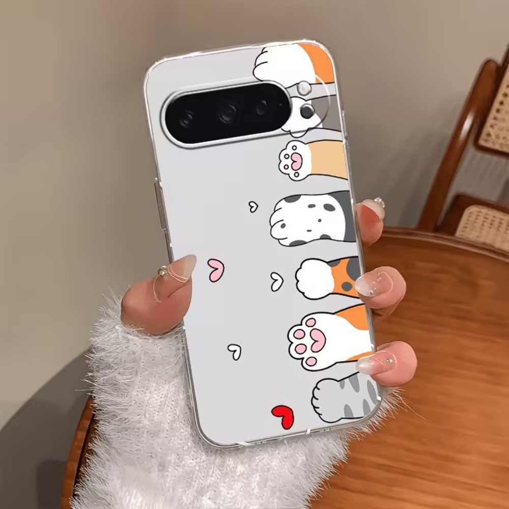 Phone Cases Cat - Cartoon kattenpootjes print kristalheldere siliconen telefoonhoesje