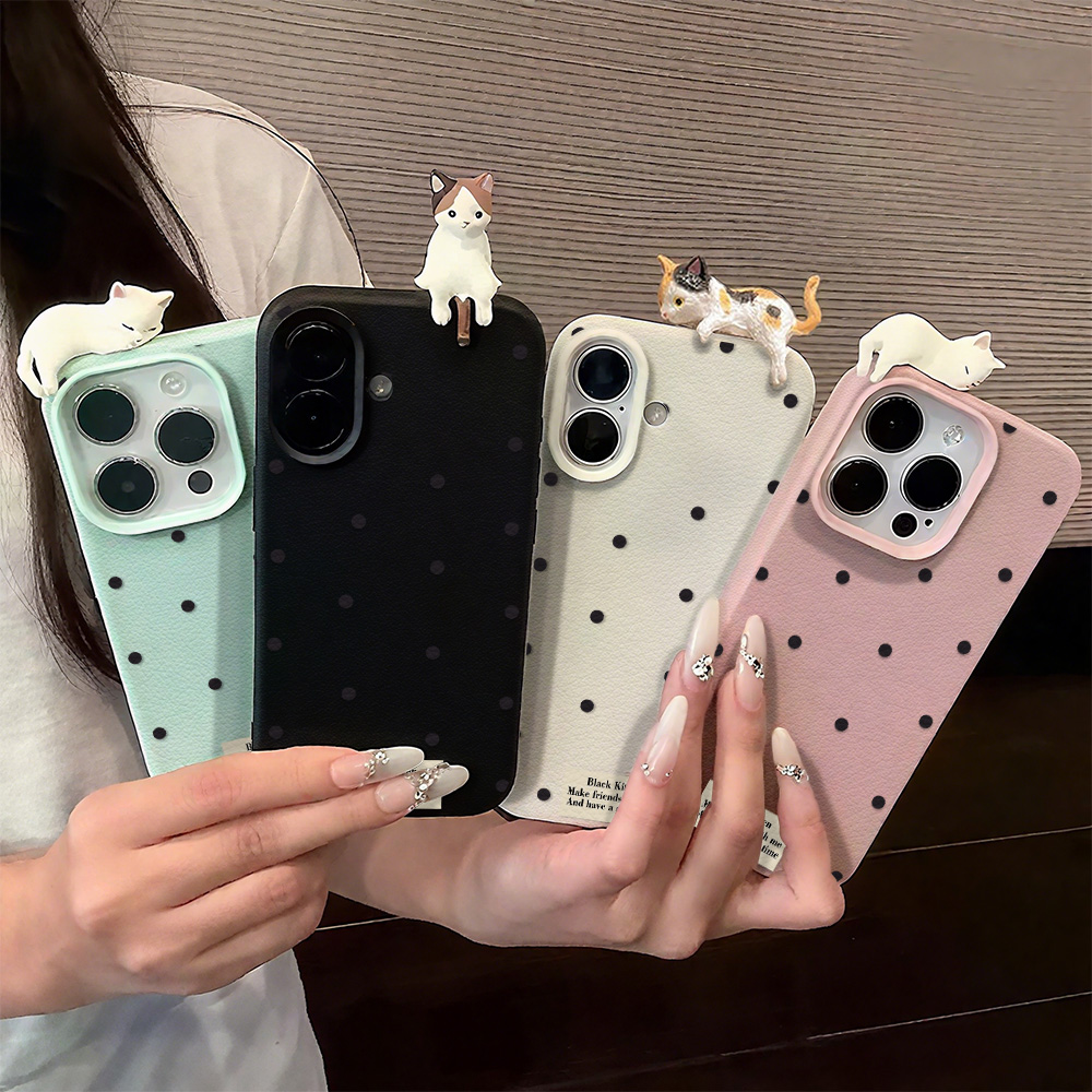 Phone Cases Cat - Leuke 3D Cat Dot Case Voor