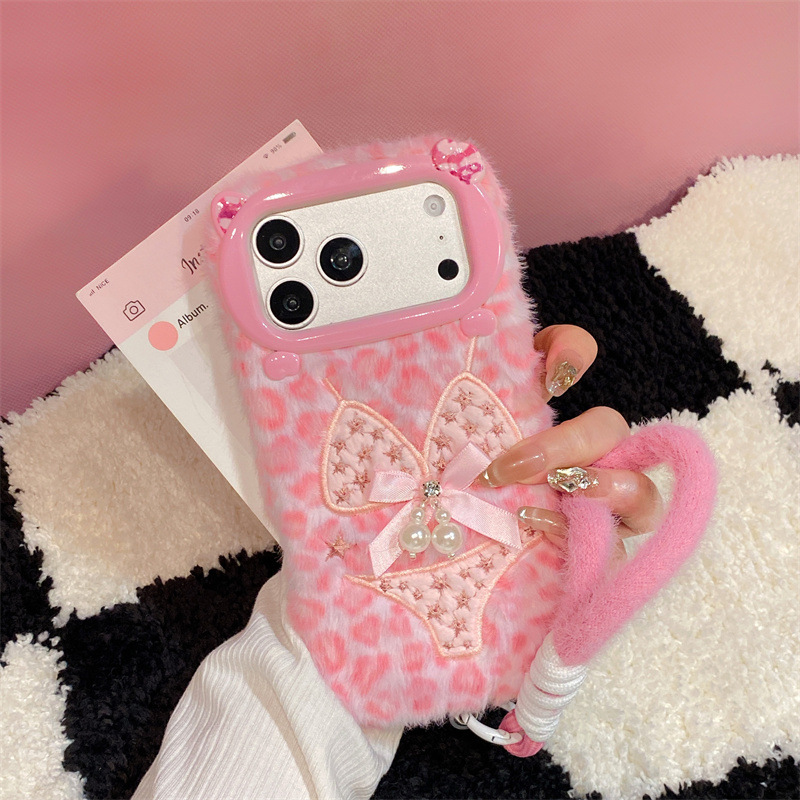 Phone Cases 13 - Luxe luipaardprint bikini patroon pluche telefoonhoesje