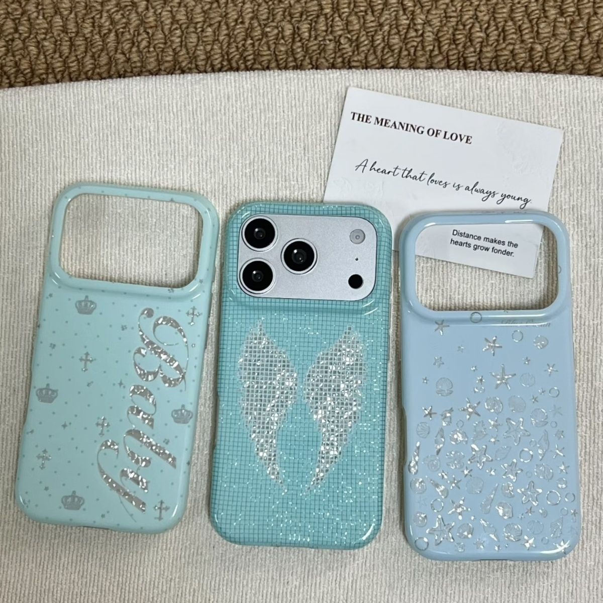 Phone Cases Korean - Koreaanse Mintkleurige Engelse Kruis Engelenvleugels Telefoonhoesje