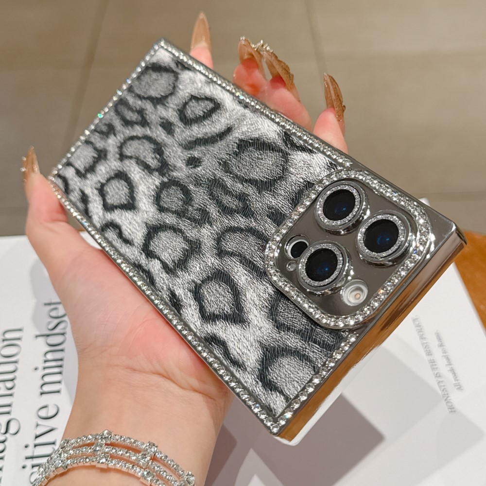 Luxury Plating Case - Luxe Diamant Luipaard Print Patroon Telefoon