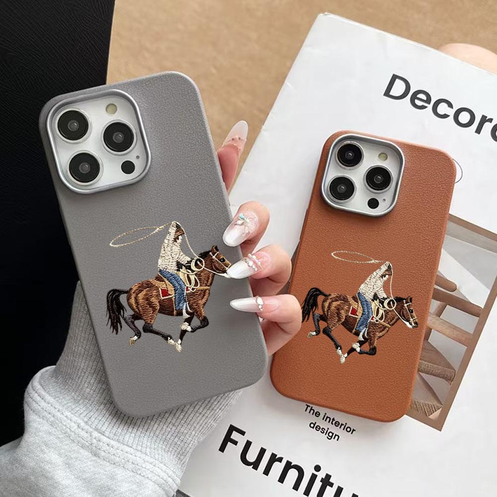 Phone Cases Horse - Retro Cowboy Rijdende Paard Patroon Lychee