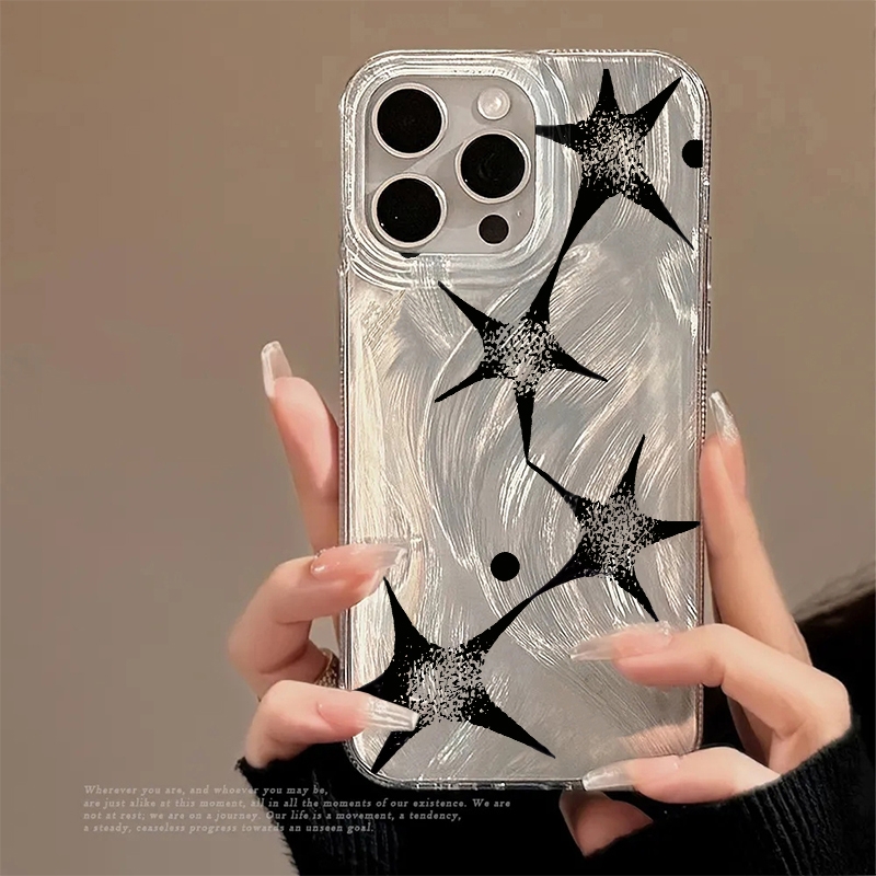 Apple Iphone 15 - Glanzende Ster Trendy Patroon Telefoonhoesje voor