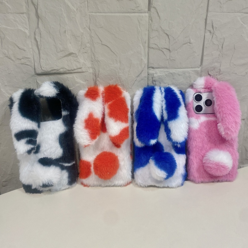 Phone Cases 13 - Schattige konijnenprint pluche telefoonhoesjes voor iPhone