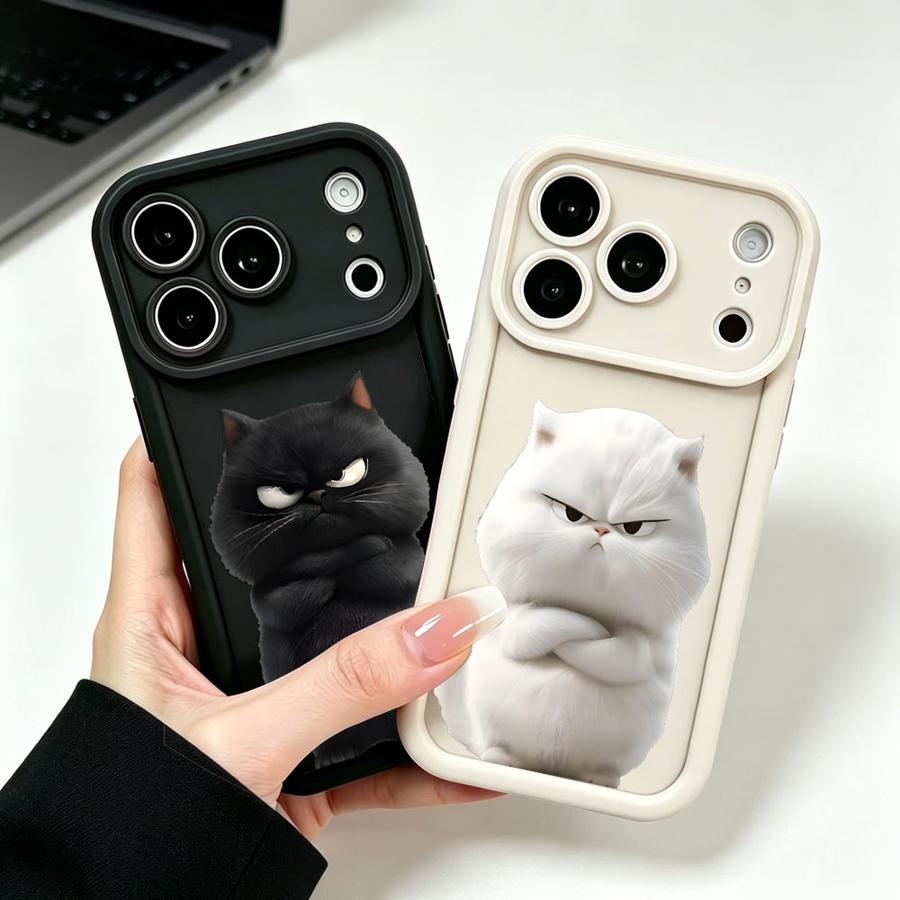 Phone Cases Cat - Cartoon Zwarte Kat Kunst Telefoonhoesje voor