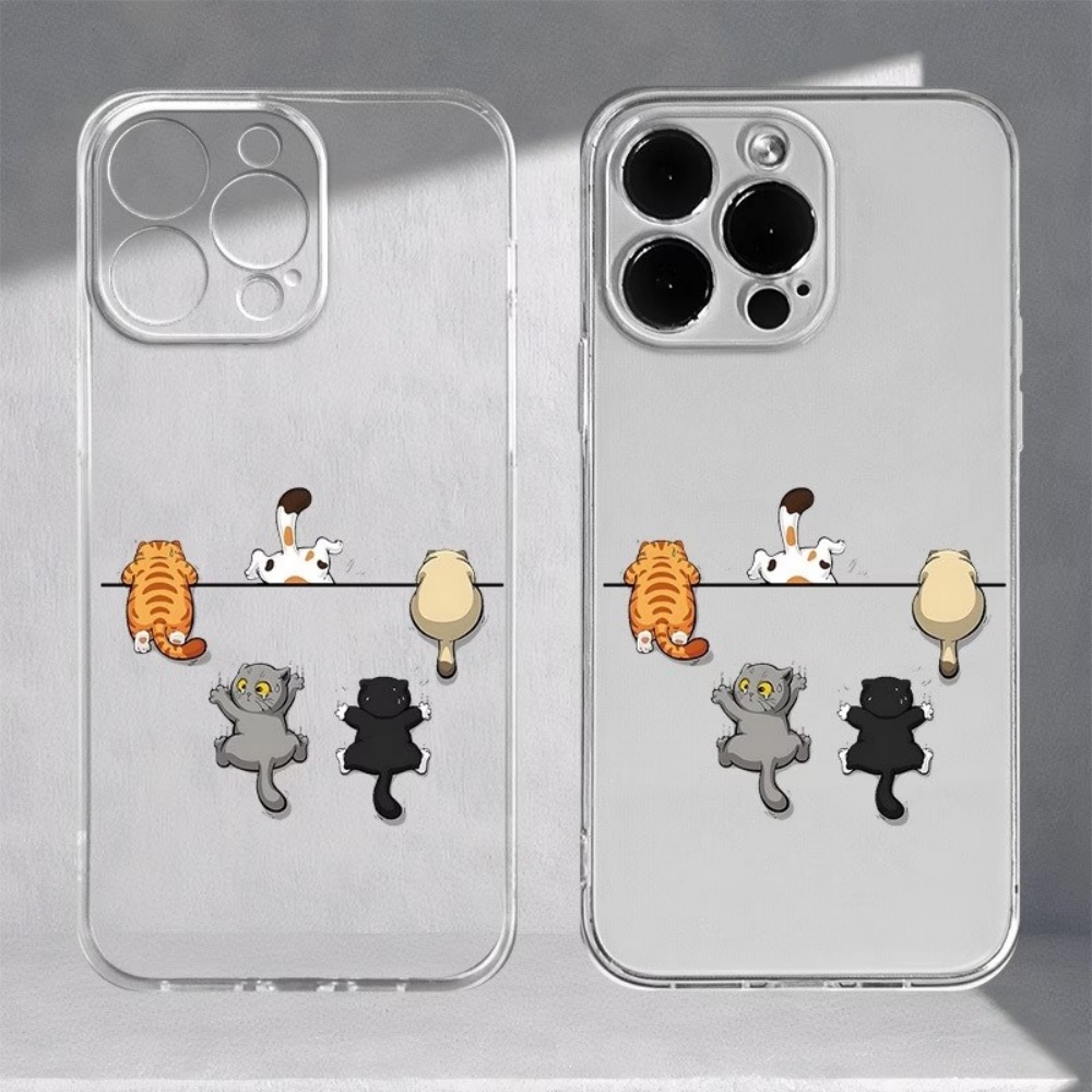 Vijf schattige kattenprint tel - Phone Cases Clear recensie en prijs