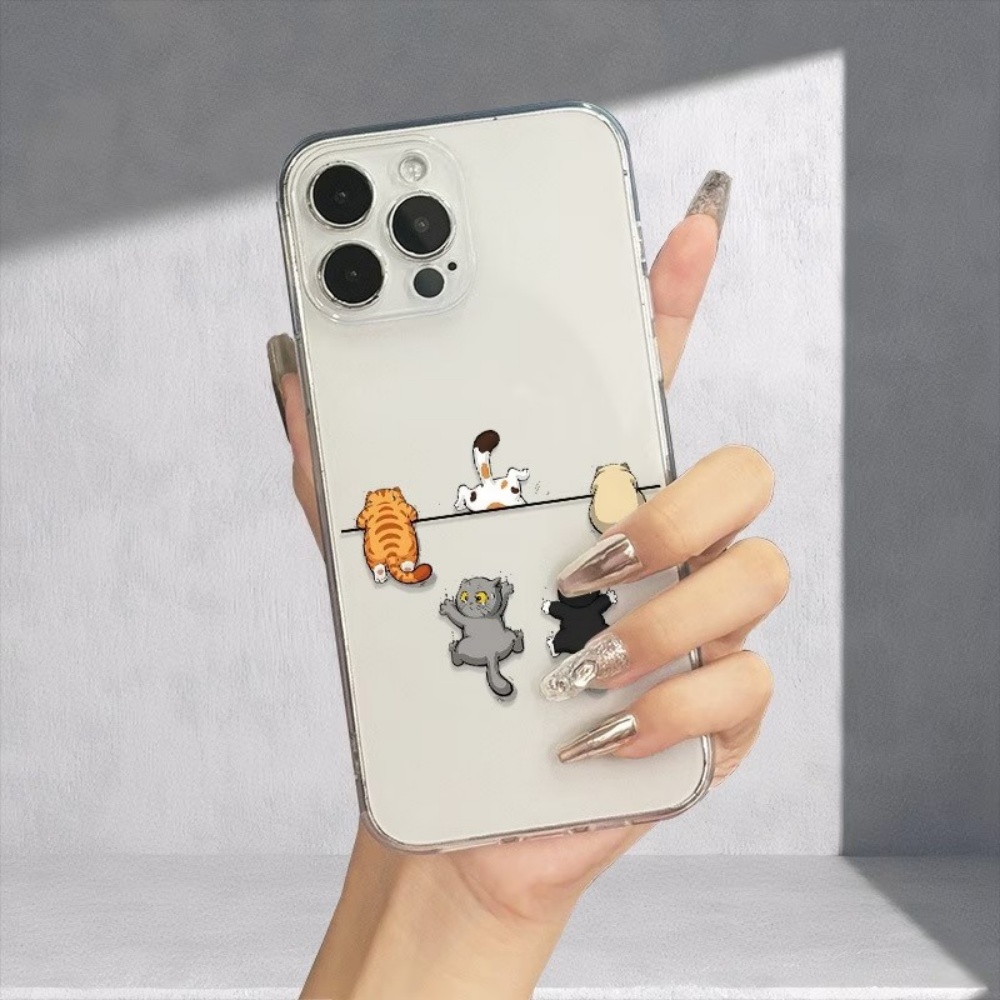 Vijf schattige kattenprint tel - Phone Cases Clear recensie en prijs