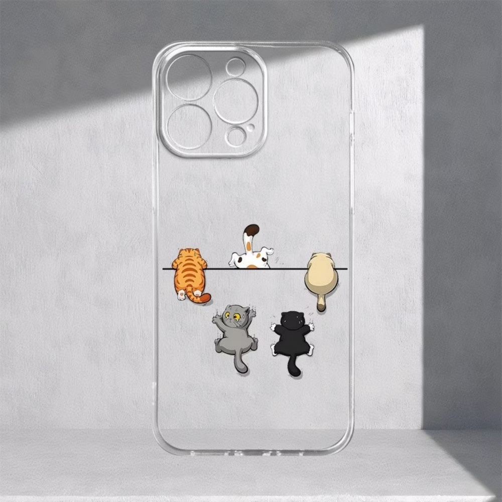 Vijf schattige kattenprint tel - Phone Cases Clear recensie en prijs
