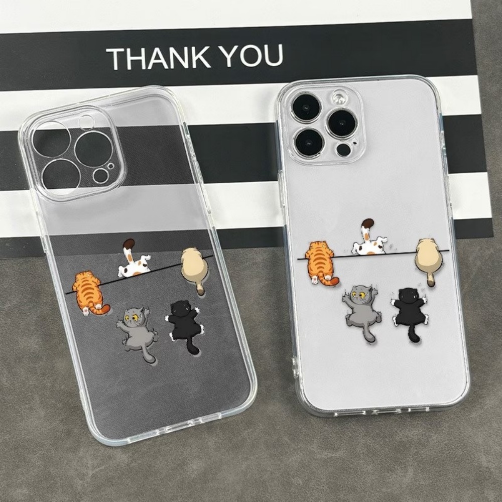 Vijf schattige kattenprint tel - Phone Cases Clear recensie en prijs