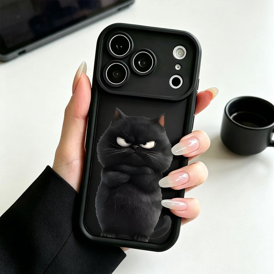 Cartoon Zwarte Kat Kunst Telef - Phone Cases Cat recensie en prijs